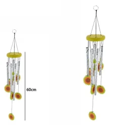ACCHIAPPASOGNI DECORAZIONE CHAKRA GIRASOLE CAMPANELLI VENTO EOLICI LUMINOSI 60CM