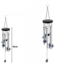 ACCHIAPPASOGNI DECORAZIONE CHAKRA OCCHI CAMPANELLI VENTO EOLICI IN ARGENTO 60 CM