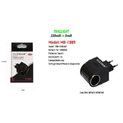 ADATTATORE ACCENDISIGARI DA AUTO CASA RICARICA SMARTPHONE DISPOSITIVI 5V-1000MA MAXTECH MA-C009