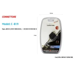 ADATTATORE AUDIO STEREO JACK 3.5 MM MASCHIO A 2 RCA FEMMINA AUDIO MAXTECH C-019