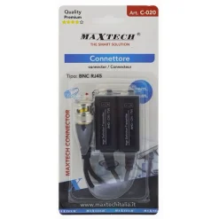 ADATTATORE CONNETTORE BNC CAT5-CAT6-CAT7 2 BNC MASCHIO PER TELECAMERA MAXTECH C-020