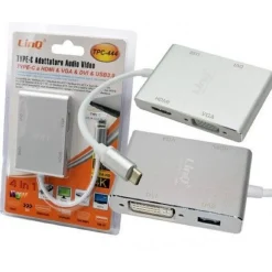 ADATTATORE CONVERTITORE AUDIO VIDEO 4IN1 DA TYPE-C A VGA HDMI DVI USB3.0 TPC-444
