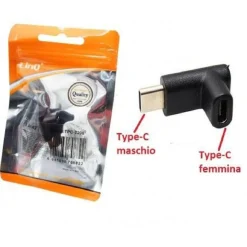 ADATTATORE DA TYPE-C TIPO C MASCHIO A TYPE-C FEMMINA GIRO DI 90° GRADI TPC-2206