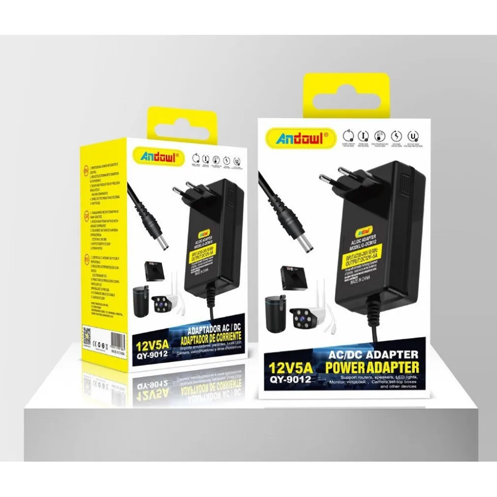 ADATTATORE DI ALIMENTAZIONE TRASFORMATORE UNIVERSALE STABILIZZATO 12V/5A QY-9012