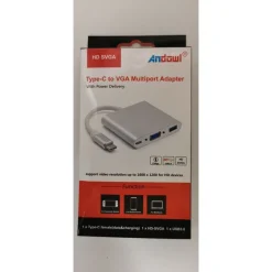 ADATTATORE MULTIPORTA 3 IN 1 HUB CONVERTITORE TYPE C A VGA TYPE C USB 3.0 LZ-03H