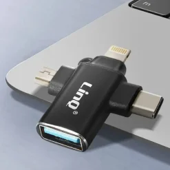 ADATTATORE OTG DA USB-C MICRO-USB LIGHTNING VERSO USB 3.0 FEMMINA 3 IN 1 OTQU930