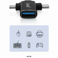 ADATTATORE OTG DA USB-C MICRO-USB LIGHTNING VERSO USB 3.0 FEMMINA 3 IN 1 OTQU930