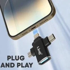 ADATTATORE OTG DA USB-C MICRO-USB LIGHTNING VERSO USB 3.0 FEMMINA 3 IN 1 OTQU930