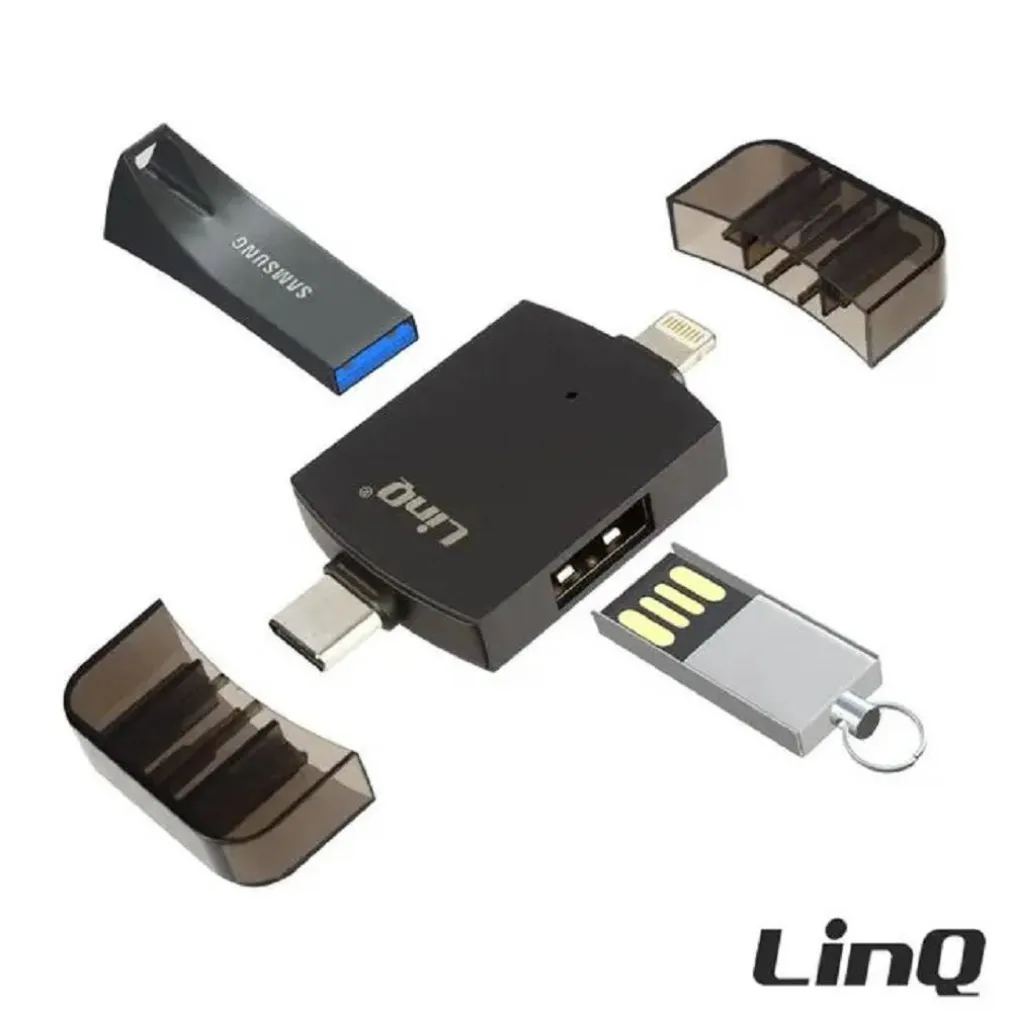 ADATTATORE OTG 2IN1 TYPE-C + LIGHTNING + 2XUSB FEMMINA OTG-U829 TRASFERIMENTO DATI