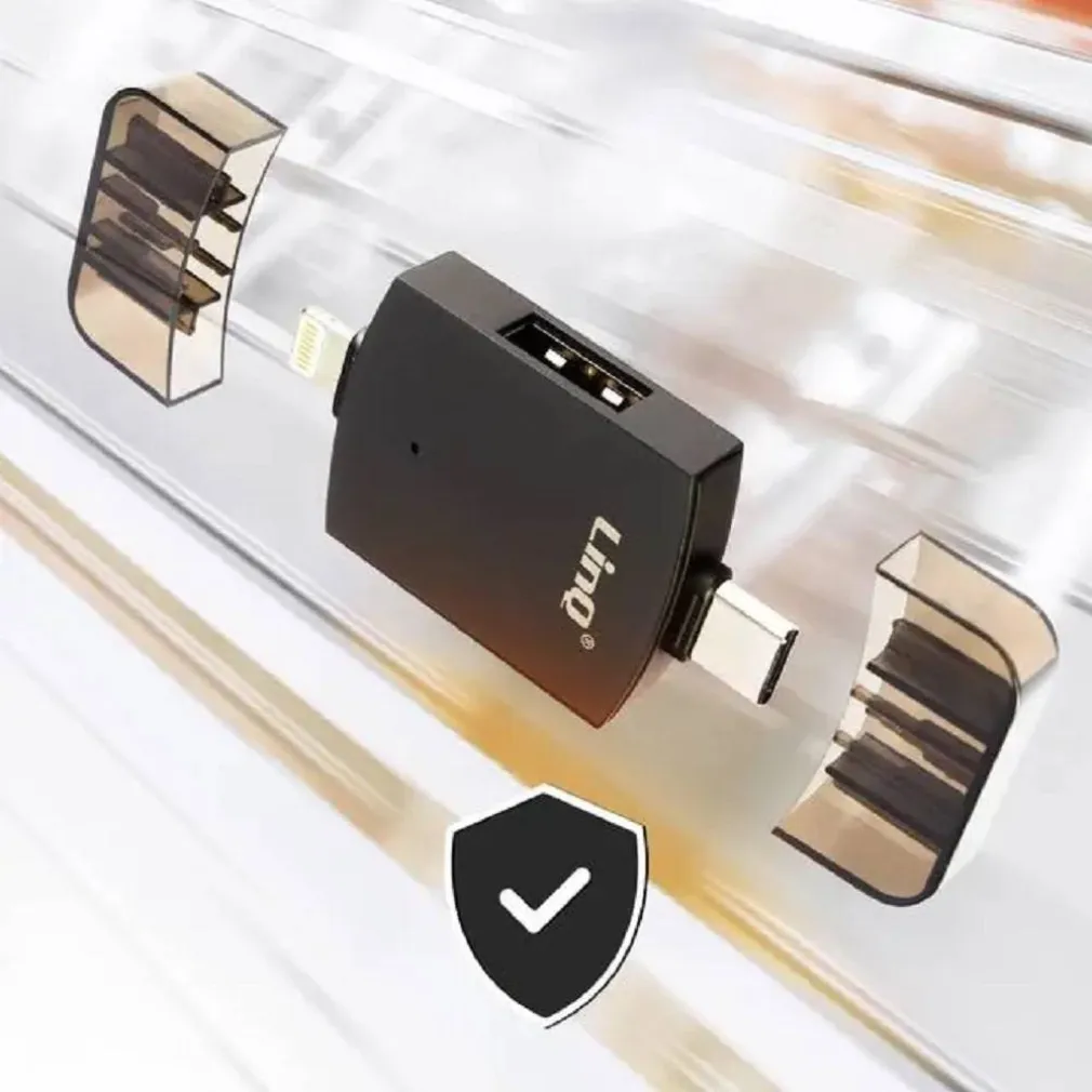 ADATTATORE OTG 2IN1 TYPE-C + LIGHTNING + 2XUSB FEMMINA OTG-U829 TRASFERIMENTO DATI