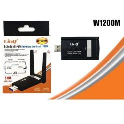 ADATTATORE SCHEDA DI RETE USB 3.0 WIFI DUAL BAND 1200M AMPLIFICATA 5 DBI W1200M
