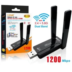 ADATTATORE SCHEDA DI RETE WIRELESS WIFI USB DUAL BAND 2.4 + 5.8G 1200MBPS WL1203