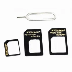ADATTATORE SCHEDA SIM CARD SMARTPHONE NANO CONVERTITORE ESTRATTORE 4IN1 MAXTECH SIM-AD001