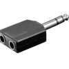 ADATTATORE SDOPPIATORE AUDIO STEREO MASCHIO JACK 6,35MM + 2 JACK FEMMINA 6,35MM