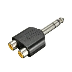 ADATTATORE SDOPPIATORE AUDIO STEREO MASCHIO JACK 6,35 MM + 2 JACK FEMMINA RCA