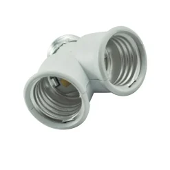 ADATTATORE SDOPPIATORE PORTALAMPADA ATTACCO DA E27 A 2 PRESE E27 BIANCO SOCKET