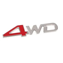 ADESIVO DECORAZIONE 3D IN METALLO CROMATO PER AUTO FIGURA STEMMA 4WD STICKER