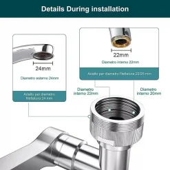 AERATORE FILTRO RACCORDO PER RUBINETTO MISCELATORE ROMPIGETTO DOPPIO SNODO 87999