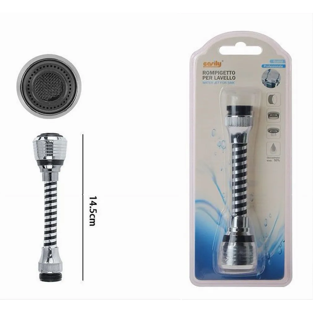 AERATORE ROMPIGETTO RUBINETTO CUCINA FLESSIBILE PROLUNGA 14.5CM CROMO NERO 69256