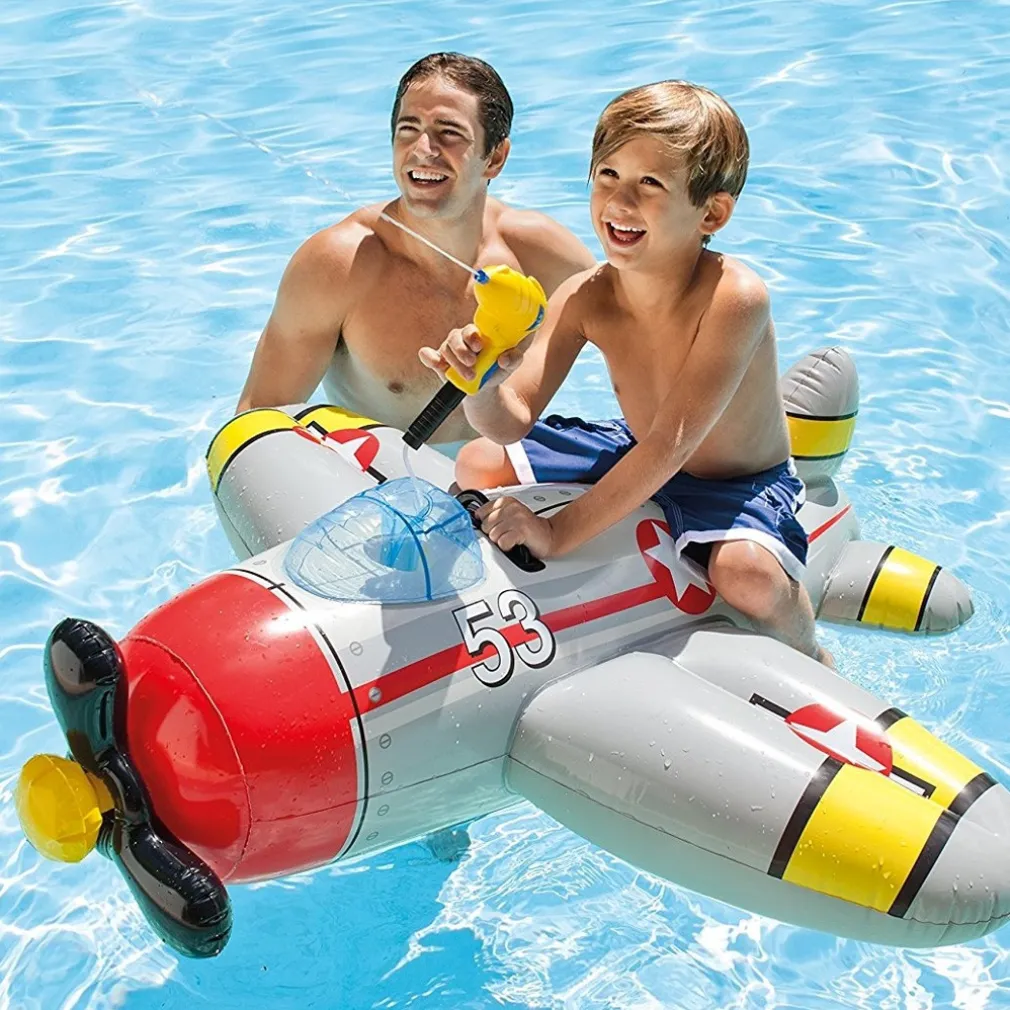 AEREOPLANO CAVALCABILE GONFIABILE MARE PISCINA CON PISTOLA ACQUA 2 COLORI