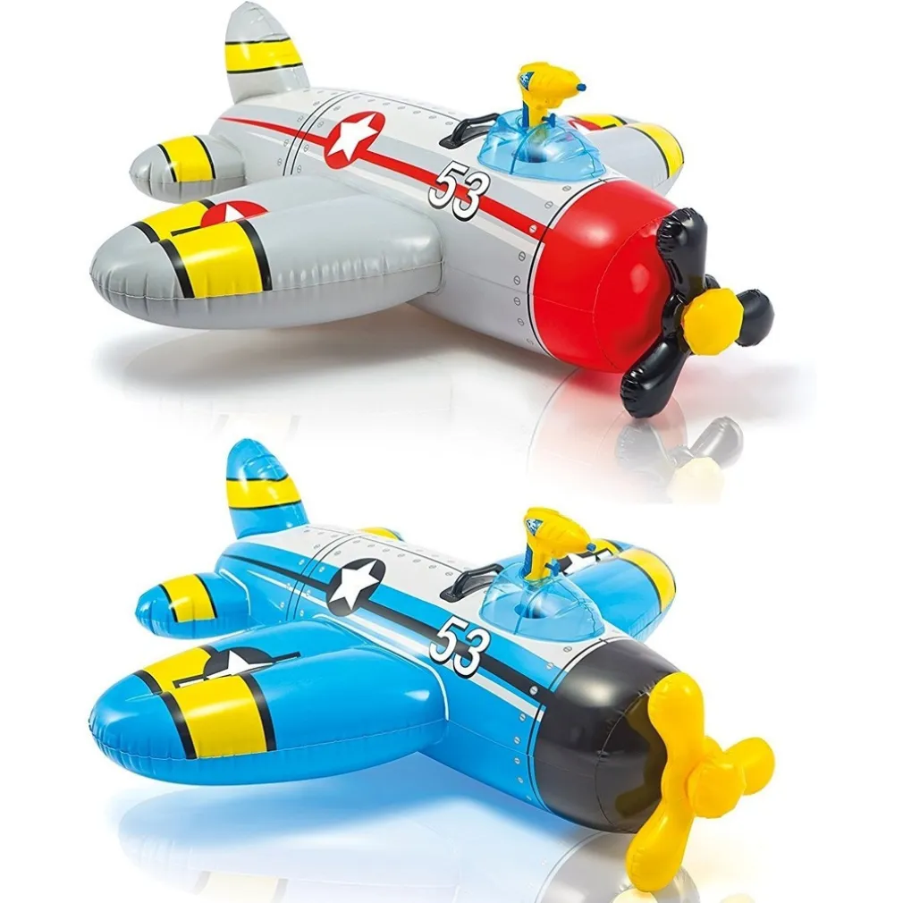 AEREOPLANO CAVALCABILE GONFIABILE MARE PISCINA CON PISTOLA ACQUA 2 COLORI