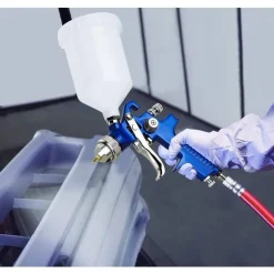 AEROGRAFO AD ARIA COMPRESSA UGELLO 1.7MM PISTOLA SPRUZZO SPRAY 600ML VERNICIARE HVLP