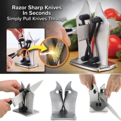 AFFILA COLTELLI ACCIAIO AFFILATURA CUCINA UTENSILE AFFILATORE COLTELLO FORBICI