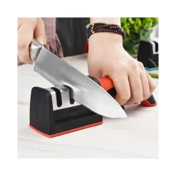 AFFILACOLTELLI IN PLASTICA E ACCIAIO INOX PER AFFILARE LAME FORBICI E COLTELLI