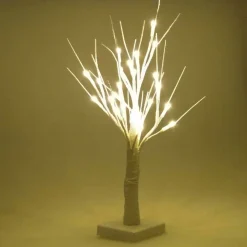 ALBERO DECORATIVO LUMINOSO 45 CM PER INTERNI 24 LED ECOLOGICO A BATTERIA BIANCO