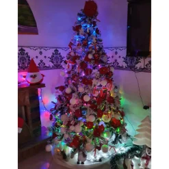 ALBERO DI NATALE 210 CM ABETE SNOW CON EFFETTO INNEVATO BIANCO BASE A CROCE