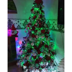ALBERO DI NATALE 210 CM ABETE SNOW CON EFFETTO INNEVATO BIANCO BASE A CROCE