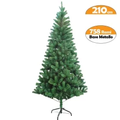 ALBERO DI NATALE 210 CM BASE A CROCE FOLTO ECOLOGICO RAMI ARTIFICIALE 758 RAMI