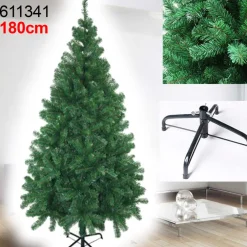 ALBERO DI NATALE 180 CM SUPER FOLTO EFFETTO PINO VERDE 670 RAMI CON BASE A CROCE