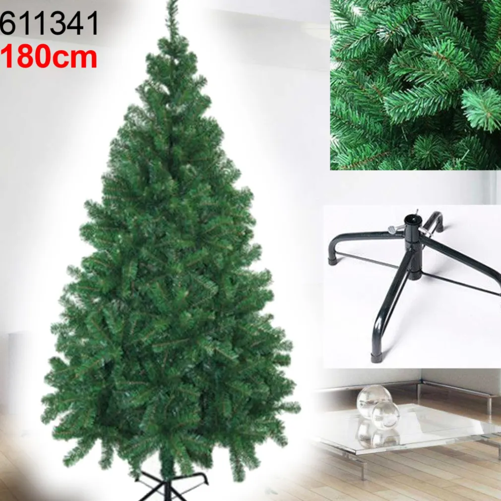 ALBERO DI NATALE 180 CM SUPER FOLTO EFFETTO PINO VERDE 670 RAMI CON BASE A CROCE