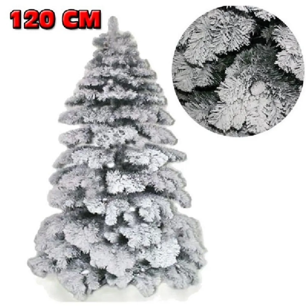ALBERO DI NATALE 120CM ABETE SNOW CON EFFETTO INNEVATO BIANCO BASE A CROCE