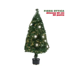 ALBERO DI NATALE FIBRA OTTICA FLOWER 60CM 60 PUNTE 9 FIORI COLORE VERDE