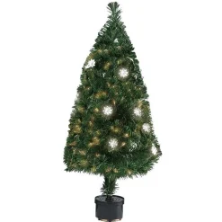 ALBERO DI NATALE FIBRA OTTICA FLOWER 120CM 140 PUNTE CON 18 FIORI COLORE VERDE
