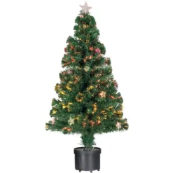 ALBERO DI NATALE FIBRA OTTICA STARS 120CM 140 PUNTE 18 STELLE COLORE VERDE