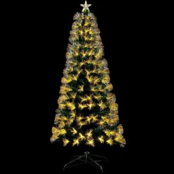 ALBERO DI NATALE LUMINOSO 150 CM CON LUCI LED FIBRA OTTICA BIANCO CALDO