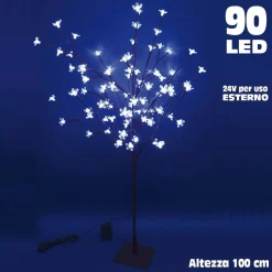 ALBERO DI NATALE LUMINOSO CILIEGIO PER ESTERNO 90 LED ALTEZZA 100 BIANCO FREDDO