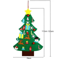 ALBERO DI NATALE PER BAMBINI IN FELTRO DA PARETE CON 26 ADDOBBI NATALIZI 110CM