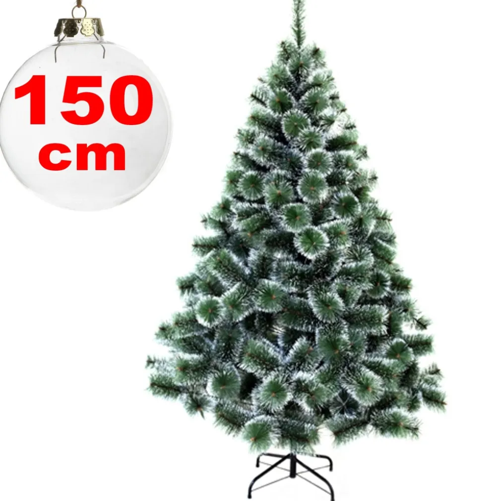 ALBERO DI NATALE SINTETICO 150 CM INNEVATO DECORAZIONE PER CASA SCUOLA UFFICIO