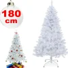 ALBERO DI NATALE SINTETICO 180CM BIANCO NEVE DECORAZIONE PER CASA SCUOLA UFFICIO