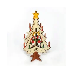 ALBERO IN LEGNO A INCASTRO CON PERSONAGGIO NATALIZIO DECORAZIONI NATALIZIE