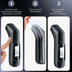 ALCOL TEST PORTATILE ETILOMETRO DISPLAY MISURATORE GRADO ALCOOL ALTA PRECISIONE