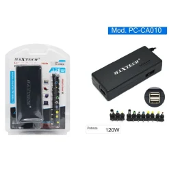 ALIMENTATORE CARICABATTERIA PC UNIVERSALE PER NOTEBOOK 120WATT MAXTECH PC-CA010