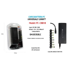 ALIMENTATORE CARICABATTERIA PC UNIVERSALE PER NOTEBOOK 120WATT MAXTECH PC-CA010