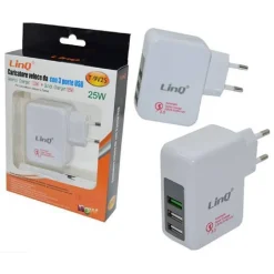ALIMENTATORE DA RETE CASA ADATTATORE USB 3 PORTE USB 3.0 25W RICARICA RAPIDA T-9V25