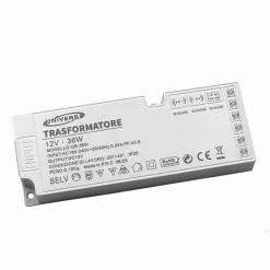ALIMENTATORE TRASFORMATORE SLIM DA 230V A 12V 36 W STRIP LED SENSORI LUCI QS-36W