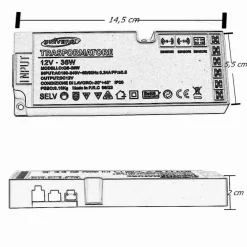 ALIMENTATORE TRASFORMATORE SLIM DA 230V A 12V 36 W STRIP LED SENSORI LUCI QS-36W